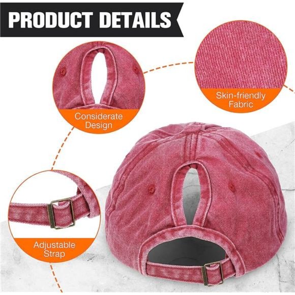 10 Pieces Distressed Ponytail Baseball Caps Washed High Ponytail Baseball Hat - Picture 7 of 7